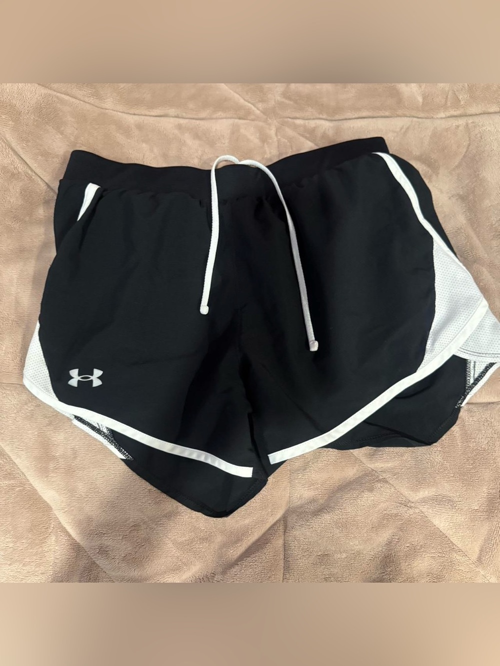 Under Armour Black Athletic Shorts with White Trim